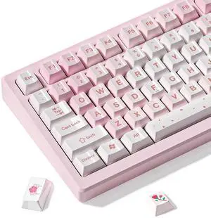 dagaladoo Pink keycaps pbt,Custom Keycaps 60 75 100 Percent Cute Set,Ceramic Coating Glossy Keyboard Key caps,Cherry Profile Key Cap for Cherry Gateron MX Mechanical Keyboard(Cherry Blossom)