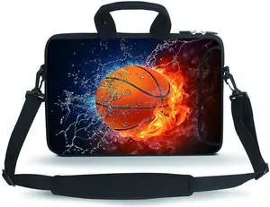 HYUTOTA 14 15 15.4 15.6 inch Messenger Bag Carrying Case Sleeve with Handle Accessory Pocket Fits 14 to 15-Inch Laptops/Notebook/Ebooks/Kids Tablet/Pad(Basketball Fire)