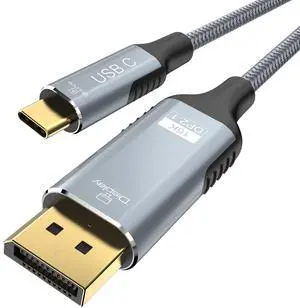 Anehmeta USB C to DisplayPort 2.1 Cable 16K@30Hz 8K@120Hz 40Gbps Type-C to DisplayPort Cord Thunderbolt 3/4/5 Compatible with iPhone 17/16 Pro Max, Galaxy S25, MacBook Pro/Air, iPad, XPS, 3.3FT