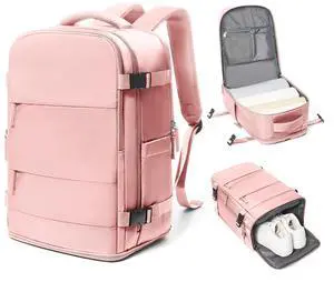 coowoz Travel Backpack Carry On for Women Man Gym Backpacks with Laptop Compartment Mochila de Viaje Teacher Personal Item Backpack Airplane Accessories Must Haves Pink Small