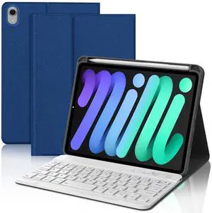 FARYODI Keyboard Case for iPad mini 7th(A17 Pro)/Mini 6th Generation 8.3 Inch,Ultra-Slim&Lightweight Detachable Wireless Keyboard with Smart Folio Cover with Pencil Holder foriPad Mini 7th/6th,Blue