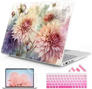 Mektron Case for 13.8" Microsoft Surface Laptop 7 2024 Surface Laptop 13.8 Inch Cover Fits Model 2036, Keyboard Cover +Screen Protector +Dust Plugs, Watercolor Dahlias