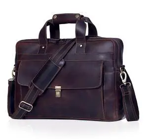 Leather Briefcase for Men and Women Vintage Laptop Messenger Bag 16 inches Handmade Professional Satchel Bag for Office Work Business Travel Unisex Shoulder Executive Bag