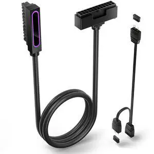 AsiaHorse Hydrus-24PIN PC PSU Extension Cable ARGB LED, Copper Wire Motherboard Power Extension Cable Integrated Design, 2000W Power (Whole Set), PC Power Cord for Cable Management Right Out