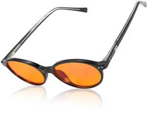 Sleep ZM Blue Light Blocking Glasses for Women + Men - Better Sleep + Anti Eye Strain Protection - Computer Screens & Gaming - Black Ivy - 99% Night-time Amber Lens