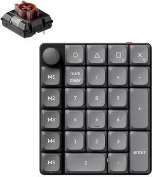 Keychron K0 Max Wireless Low-Profile Number Pad, QMK/VIA Programmable, Hot-Swappable Brown Switch, RGB Backlit, 2.4GHz & Bluetooth 5.3, 1000Hz Polling Rate, with Knob, for Windows/Mac
