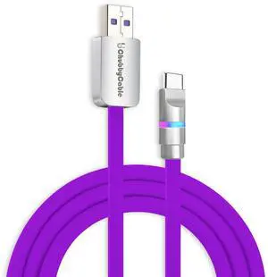 chubbycable Neon Chubby - Fast Charge Cable with Smart Light RGB Color Gradual Light Up 100W Charging Cord LED USB C Cable Compatible with iPhone 17-15 Series, Purple, USB-A to Type-C, 19.6 FT