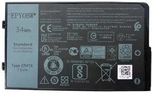EPYOBW J7HTX Laptop Battery 34Wh 4342mAh 4-Cell 7.6V Compatible with Dell Latitude 7202 7212 7220 Rugged Extreme Series 02JT7D 7XNTR FH8RW J82G5 451-BCDH 2JT7D VW5Y4 451-BBOR 451-BCCO T03H T03H001