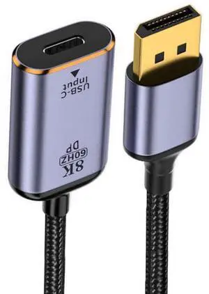 NFHK USB-C Type C Female Source to Displayport DP 1.4 Sink HDTV Cable 8K@60hz 4K@120hz for Tablet Phone Laptop