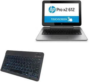 BoxWave Keyboard Compatible with HP Pro x2 612 G2 - SlimKeys Bluetooth Keyboard - with Backlight, Portable Slim LED 7 Colors - Jet Black
