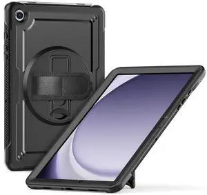 Case for Samsung Galaxy Tab A9+ Plus 11", Light Weight Shockproof Design with Pencil Holder/Screen Protector/Rotating Hand Strap,Protective Cover for (SM-X210 / SM-X216 / SM-X218) A9+ Tablet Black