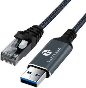 Thzzhnno USB to Ethernet Cable 10FT, USB 3.0 A to RJ45 Male Cable Directly Connected Gigabit LAN Network, Compatible with Laptop, PC, MacBook, Switch, Windows 10/11, macOS, Linux