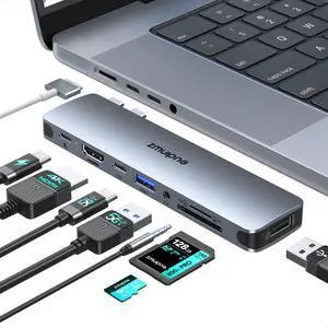 USB C Hub Adapter for MacBook Pro Air 2022 2021 2020 2019 Docking Station for MacBook M1 M2 USB C to HDMI Mac Accessories Multiport Dongle with 4K HDMI USB 3.0 SD TF Thunderbolt 3 USB-C Port Type C