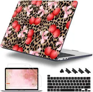 Lepeoac for MacBook Pro 16 inch Case 2019 2020 Release Model A2141, Plastic Hard Shell Cover with Keyboard Cover & Screen Protector for MacBook Pro 16 inch with Touch Bar & Touch ID, Leopard Cherry