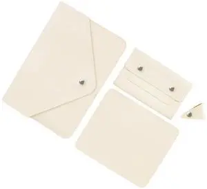 Laptop Sleeve 13 inch, Laptop Case, Faux Leather Laptop Sleeve Bag with Magnetic Buckle, Compatible with MacBook Air 13/Air 13.6/Pro 13, Small Pouch for Charger, Mouse Pad and Cord Organizer, White