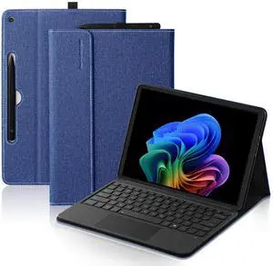 Akkerds Compatible with Microsoft Surface Pro 12 Case 2025, Multiple Viewing Angle Case with Slim Pen 2 Holder, Business Portfolio Leather Type Cover, Navyblue
