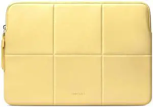 Comfyable Slim Laptop Sleeve 13 Inch 14 Inch Compatible for MacBook Air 13" M4 2025, MacBook Pro 14" M5 2025, Quilted Faux Leather Laptop Carrying Case, Mustard Yellow