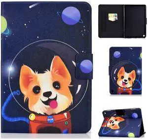 Smart Case for Fire HD 10 2021/10 Plus Tablet, Techcircle Light Slim Magnetic Folding Stand PU Leather Protective Wallet Case, Wake/Sleep Cover for All-New Fire HD 10 (11th Gen) 2021, Astronaut Dog