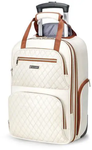 Ponhog Rolling Backpack for Women, 15.6 Inch Travel Laptop Wheeled Backpack, 30L Roller Carry On Backpack for Adults Business College Work Overnight, Stylish Personal Item, Beige