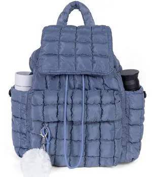 iSamzan Quilted Puffer Backpack for Women: Large Lightweight Soft Purse Backpacks for Travel Daypack Hiking Gym Sports School College - Cute Trendy Luxury Drawstring Laptop Backpack