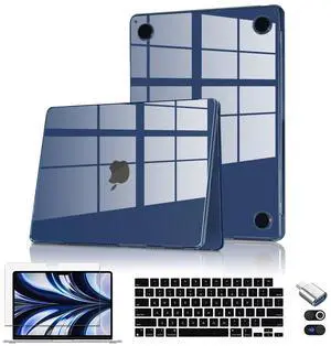 CISSOOK for MacBook Air 13.6 inch Case M3 2024 2025 M2 2022 Release Model A3113 A2681, Ultra Thin Armor Super Crystal Clear Hard Shell Protective Cover for MacBook Air 13 inch 2024- Crystal Midnight