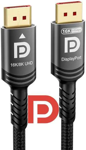 Ubluker 80Gbps DisplayPort 2.1 Cable 10 FT, Certified DP to DP Cord 4K 540Hz 360Hz 240Hz 165Hz 120Hz 16K 8K 240Hz Ultra High Bit Rate UHBR20 DSC1.2a Ryzen 7900X GeForce RTX5090 Laptop PC Monitor