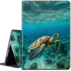 Case for All-New Fire HD 8 & 8 Plus Tablet (14th/12th/10th Generation 2024/2022/2020) 8 inch Lightweight Protective PU Leather Smart Stand Cover with Auto Wake Sleep - Green Sea Turtle