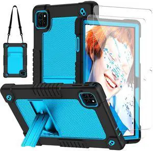 for Callsky-Tab Cpad 10 Tablet 10.1 inch Case with 2 Pcs Screen Protector,Heavy Duty Kids Shockproof Stand Shoulder Strap Case for Callsky-Tab Ctab 10/Callsky-Tab Cpad 10 Tablet (Black/Blue)