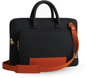 CRAFTYLINES Eco-Friendly Laptop Bag 15 Inch | RECYCLED FROM 20 PLASTIC BOTTLES | Sustainable Messenger Shoulder Bag | Tablet Bags | Lap Top Bag | Laptop Carrying Bag For Travel, Office (Black/Brown)