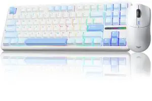 AULA Wireless Keyboard and Mouse Combo, F87 Mechanical Keyboard, 75% TKL Gasket Custom Hot Swappable + SC580 Wireless Gaming Mouse - White