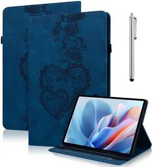 TUOLISG Case for Amazon Kindle Fire HD 10 9th/7th/5th Generation 10.1 Inch (2019/2017/2015) with Card Slots, Embossed PU Leather Shockproof Stand Case for Fire HD 10 9th/7th/5th Gen, Dark Blue