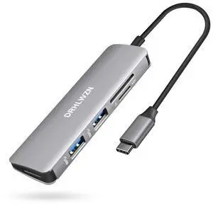 USB C Hub, DRHLWZN 5-in-1 Type C Adapter with 4K HDMI Port, 2 USB 3.0 Ports, SD/TF Card Reader Portable USB Type C Hub for MacBook Pro 2020, iPad Pro 2020, MacBook Air, Dell XPS