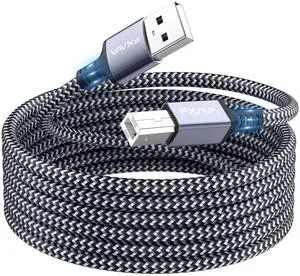 Printer Cable 50 feet - Active USB Printer Cable Nylon Braided USB Type A to B Cord Compatible with HP, Canon, Epson, Dell, Brother, Lexmark, Xerox, Samsung etc