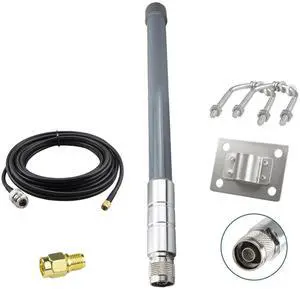 BOOBRIE 915MHz 3dBi Indoor Omni-Directional LoRa Antenna 11.8in N Male Fiberglass Antenna with 9.84ft N Female to RP-SMA Male RG58 Extension Cable for Home Helium Miners, Indoor IoT