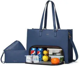 Keyli 3PCS Sets Lunch Tote Bag for Women Laptop Bag for Women 15.6 Inch with Insulated Lunch Compartment Computer Briefcase Waterproof Handbag Large Capacity Business Teacher Office Laptop Purse