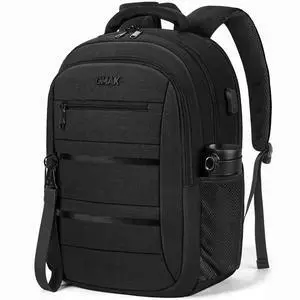 GMAK Travel Laptop Backpack for Men & Women, Business Anti Theft Laptops Backpacks with USB Charging Port, Fits 15.6 Inch Notebook, Water Resistant College School Computer Bag for Travel Sports, Black