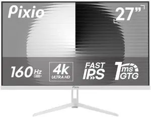 Pixio PX27U Wave White 27 inch 160Hz Refresh Rate 4K 3840x2160p Resolution Fast IPS Panel 1ms GTG Response Time 4K White Gaming Monitor with Adaptive Sync