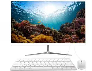 PINGDY 27 All-in-One Desktop Computers, N5095 Quad-Core Desktop Computer PC, 16G RAM 512G SSD IPS HD Ultra-Thin Display, USB3.0 Built-in Speaker Keyboard Mouse for Gaming Office Study