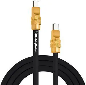 chubbycable Anodized 240W Reflective Shine Charge Cable Durable Soft Silicone USB C Cable Extra Thick Phone Charger Cord, Black+Desert Titanium,Type-C to Type-C, 6.6FT