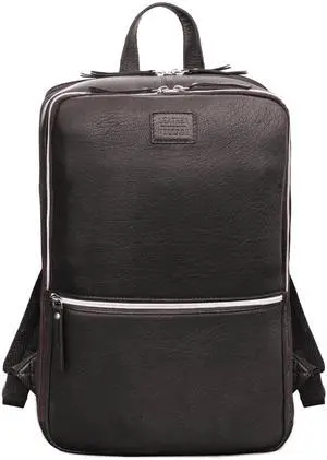 LEATHER VILLAGE Leather Laptop Backpack for Men |Dark Brown | Slim Professional Business Bag Fits 15.6-Laptop | Water-Repellent Work & Travel Daypack with Trolley Strap