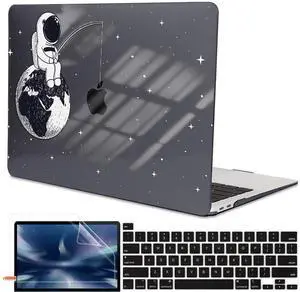 LCMOCICO Compatible with MacBook Pro 13 inch Case 2022 2021-2016 A2338 M2/M1 Chip A2251 A2289 A2159 A1989 A1706, Pattern Plastic Hard Shell Keyboard Cover Screen Film Webcam Cover, Astronaut Earth