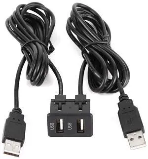 Extension Dash Panel Mount Cable, 1.5m Dashboard Cable Adapter 2 Port Car Mount Flush Cord for Truck Boat