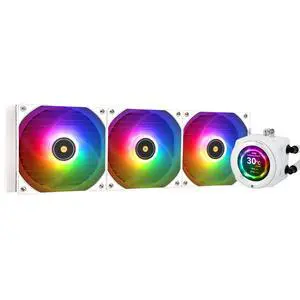 Thermalright CORE Vision 360 White ARGB-360mm AIO CPU Liquid Cooler,IPS LCD Screen with 480 * 480 Resolution,for AM4/AM5/Intel LGA1700/1851,2.1 inchMagnet-Absorbent LCD Screen for Images