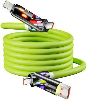Firsting USB C Cable, 240W 4 in 1 Charging Cable 6FT, USB A/C to C/L Multi Charging Cable with Light for iPhone 17 16 15 14 Pro/Mac/iPad / S25 / S24, Fast Charging Cables for All Devices, Green