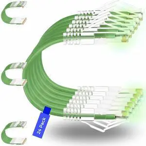 Rapink Patch Cables Cat6/ Cat6a 3ft (24 Pack) Slim, Cat6a Ethernet Patch Cable 30G Support, Snagless Cat 6 Patch Cable for Patch Panel to Switch, Flexiable Cat6 Ethernet Cable Green