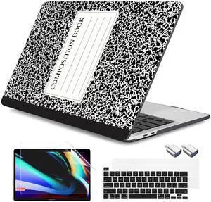 DONGKE for MacBook Pro 13 Inch Case 2023 2022-2016 Release M2 A2338 M1 A2251 A2289 A2159 A1989 A1706 Touch Bar & Touch ID, Hard Case Shell with USB C to USB Adapter&Keyboard Cover, Composition Book