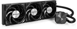 MONTECH HyperFlow Silent 360 Black  Ultra-Quiet AIO Liquid CPU Cooler, 3100RPM Pump, Triple Silent Fans, High-Efficiency Radiator for Superior Heat Dissipation, Intel & AMD Compatible, ARGB-Free