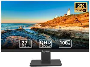 Showscren 27inch PC Monitor QHD 2560 x 1440 IPS Panel, 100 Hz, 99% sRGB, Flicker-Free, USB-C DP HDMI 2K Gaming PC Monitor with Speakers