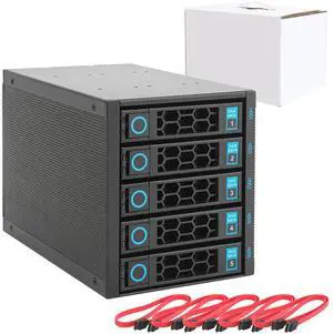 RackChoice Internal Hard Drive Enclosure 5x2.5/3.5 SATA/SAS Hard Drive Backplane 6 Gbps HDD hotswap in 3xExternal 5.25" Bay Compatible with All Rack Types