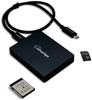 Novachips USB 3.2 10Gbps Combo Card Reader for CFexpress Type B and SDXC, MagSafe Compatible Dual Card Reader for Apple, Smartphones, Cameras, Desktops, Laptops and Others Type-C Cable Included